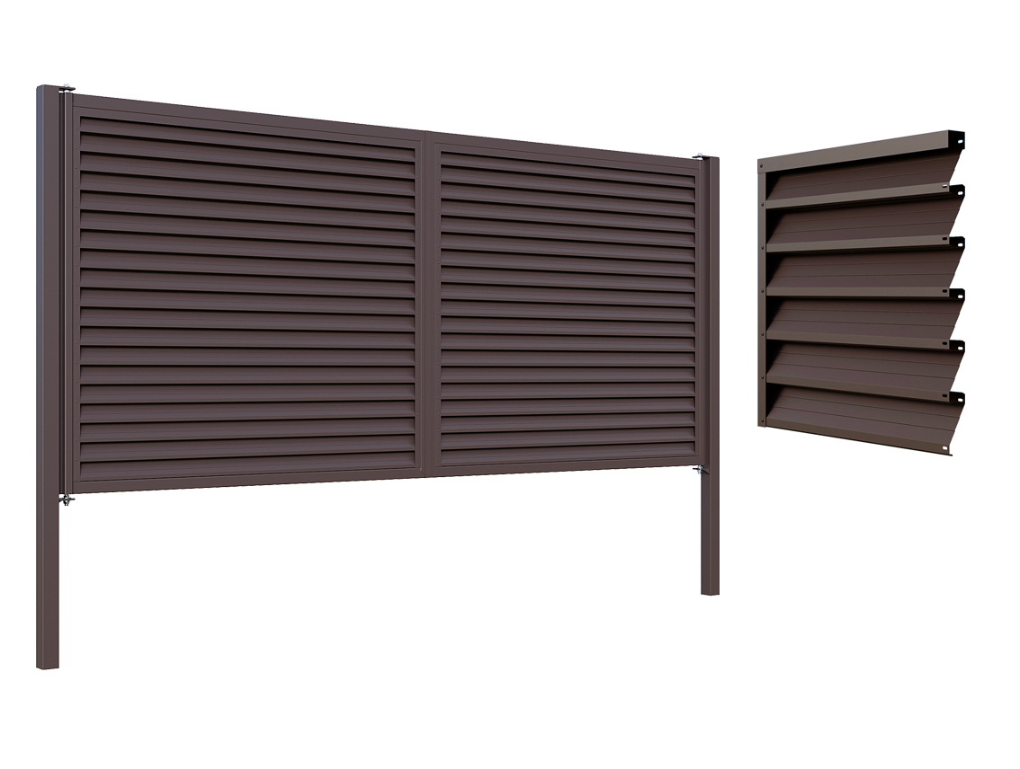 Louvered Swing Gate with Posts Chocolate Brown - 1760x4270 mm (6'x14')